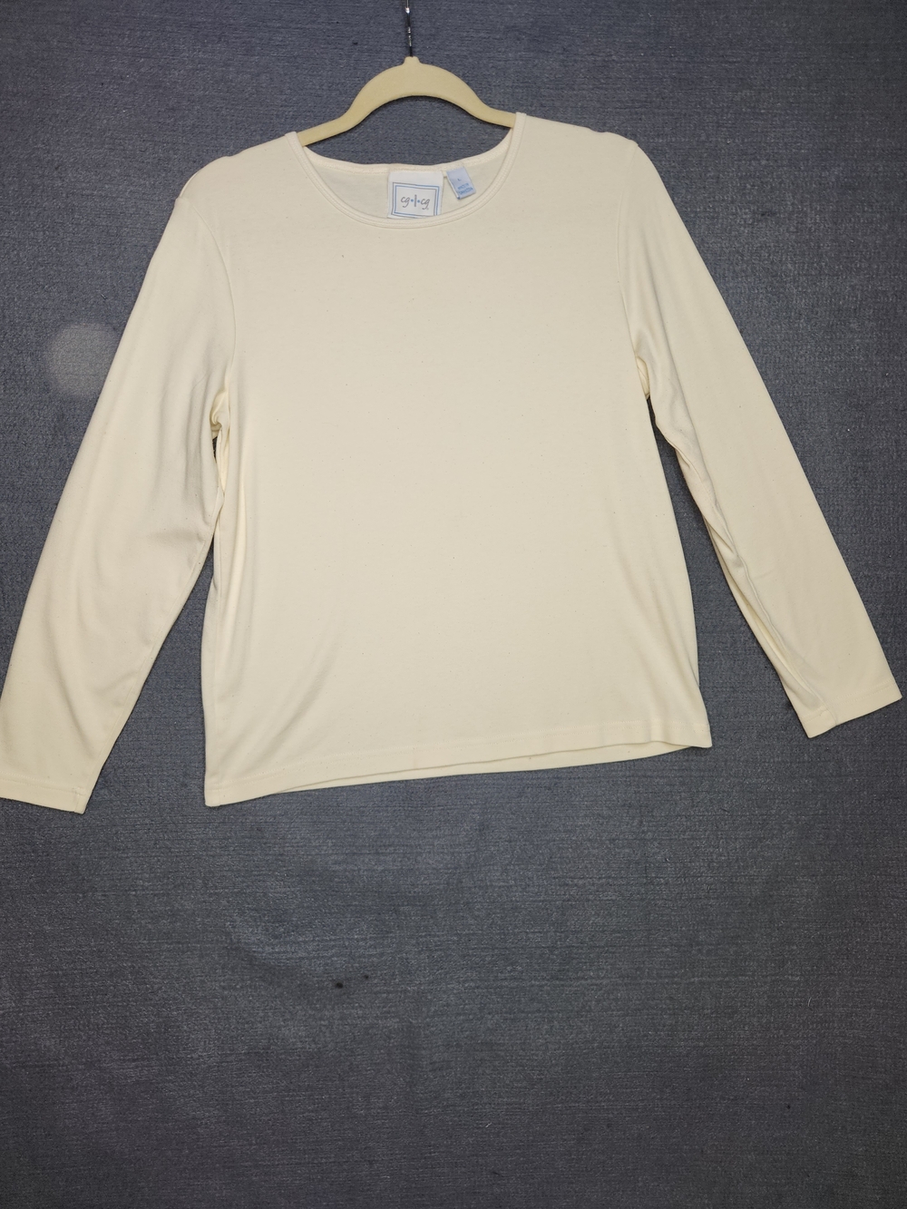 Eddie Bauer Cream Long-Sleeve Crewneck Blouse